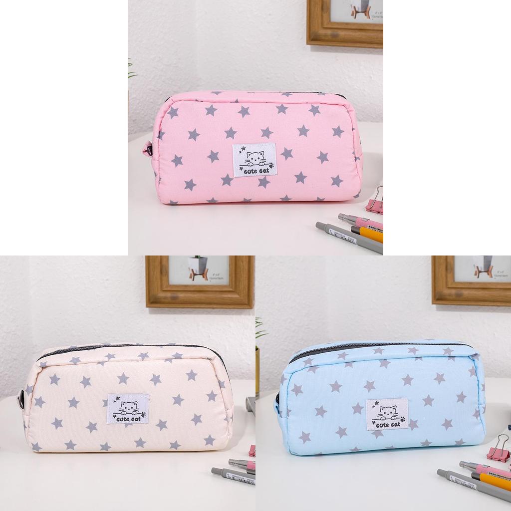 Style Star Cat Pencil Case With Large Capacity For Students And Office Use