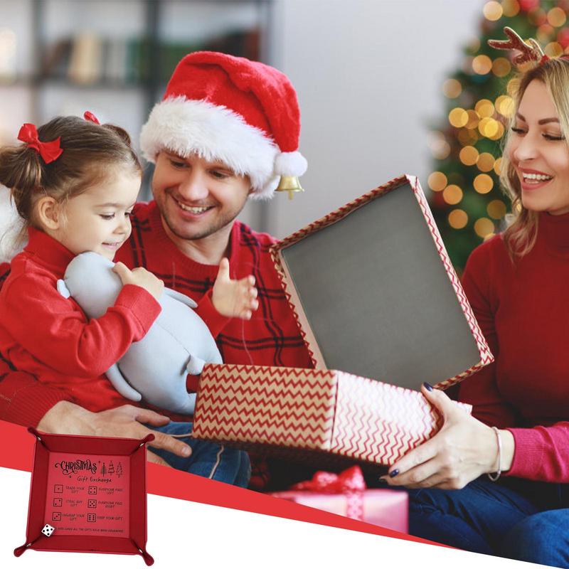 Christmas Dice Tray Folding Holder for Dice Games Portable Desk Organizer Fun PU Leather Dice Tray for Tabletop Games
