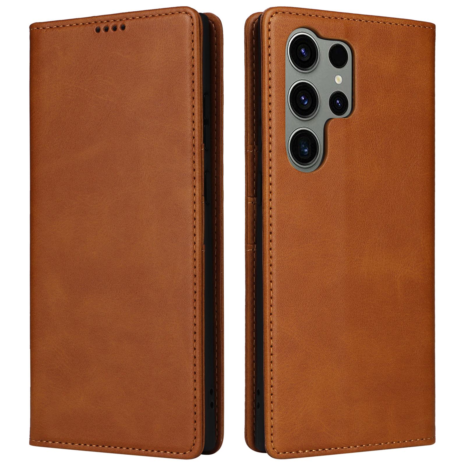 

Для Samsung Galaxy S23 Ultra Чехол Кожаный RFID-блокирующий Кошелек Чехол для телефона Brown