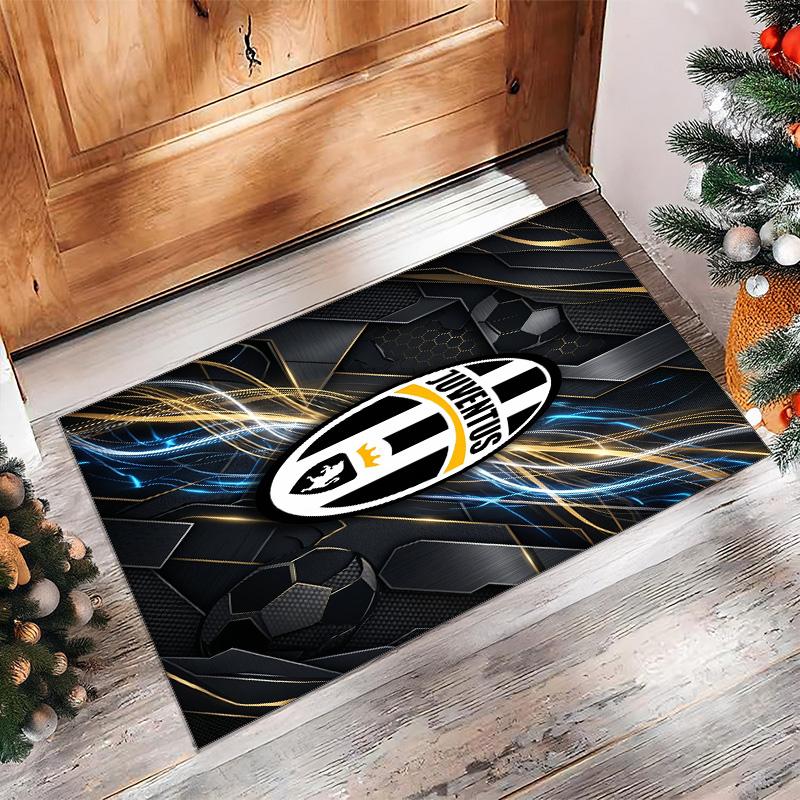Tappeto in Flanella Stampato Juventus FC Antiscivolo Morbido Poliestere Tappeto per Pavimento Tappetino Decorativo per Interni per Camera da Letto Soggiorno Divano