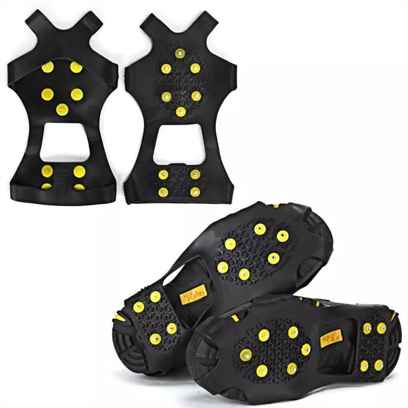 

2PCS 10 Tooth Steel Nail Ice Claw Does Not Fall Off Nail Anti Slip Shoe Cover Climbing Ice and Snow Ground Anti Fall Silicone M 34-39