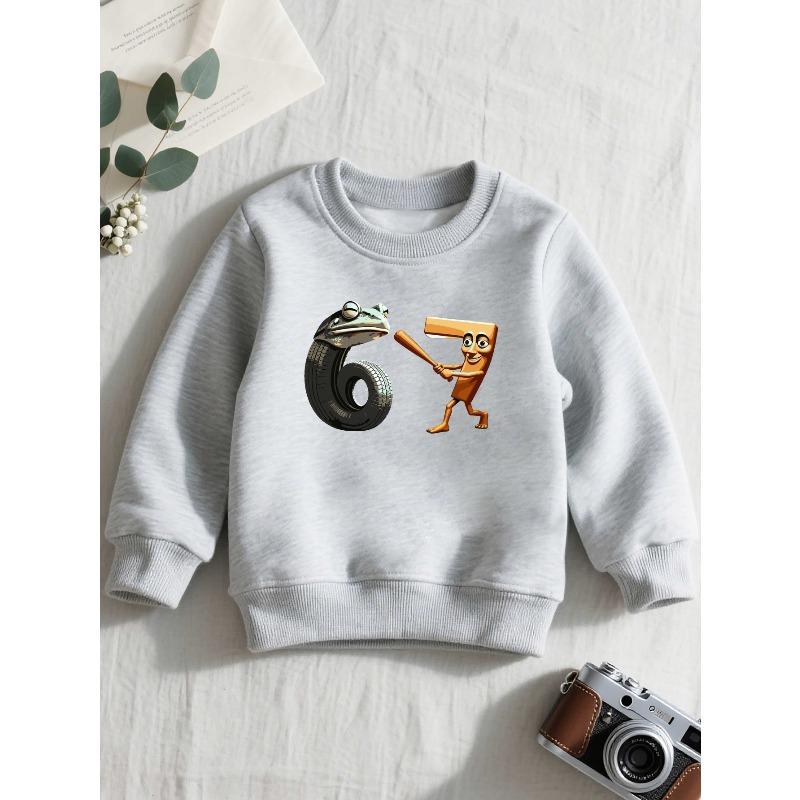 European sizes A Stylish Crewneck Sweatshirt for Kids, Made from Casual with Long Sleeves And a Slightly Stretchy Material