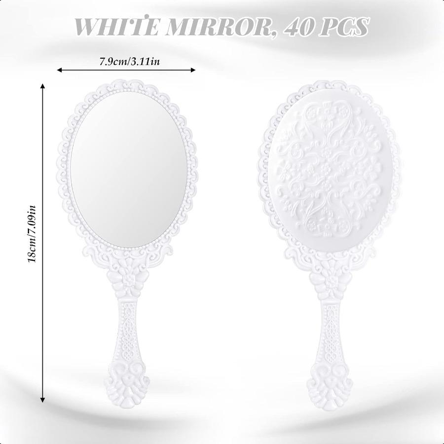 

40 Pcs Handheld Mirror Retro Hand Held Mirror Hand Mirror Hand Mirrors with Handle Plastic Hand Held Mirrors for Cute Compact United States