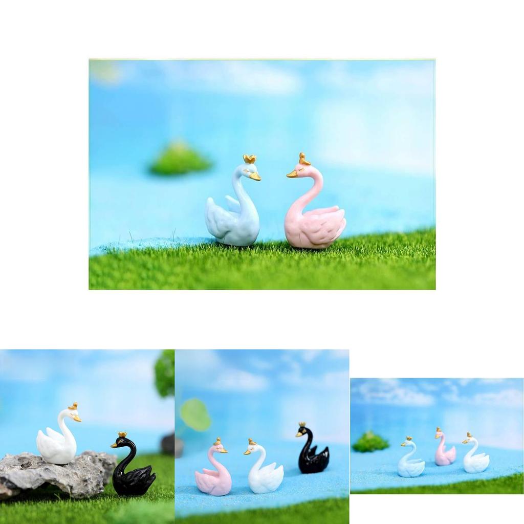 Cute Resin Cartoon Swan Figurines For Miniature Garden And Home Decor