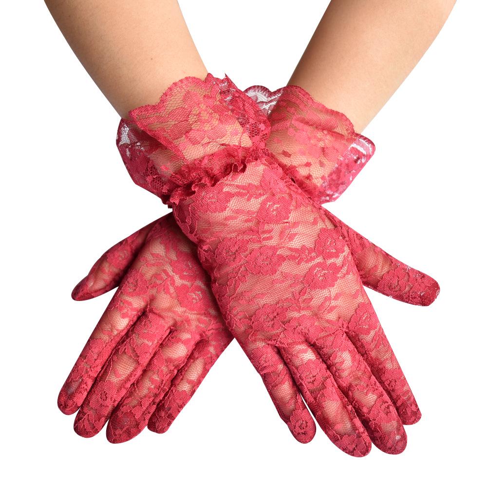 Elegant Lace Black Short Gloves - Summer Bridal, Driving, Cycling, Sun Protection