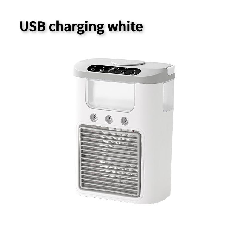 New Mini Portable Three Spray Household Humidifier Fan, USB Spray Fan, LED Night Light, Air Cooler, Desktop Air Cooler