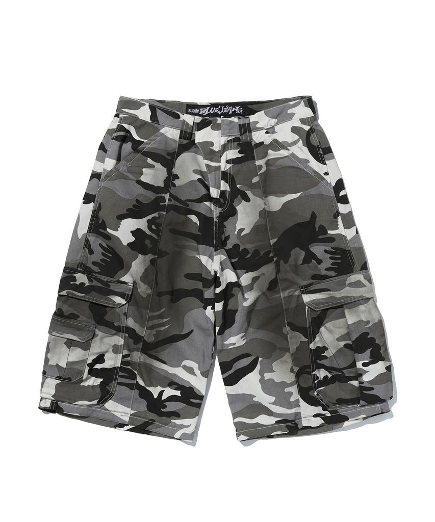 Seuweideu Wide Cargo Shorts [White Camo]