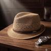 Fedora Estivo da Uomo Stile Coreano Trendy con Testa Larga: Cappello Jazz in Paglia Traspirante Casual per Mezza Età.