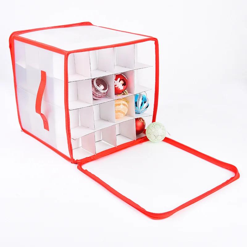 PP Christmas Ornament Storage Box with Zipper Tote Box Store Up 3-inch Christmas Ornaments Xmas Ball Storage