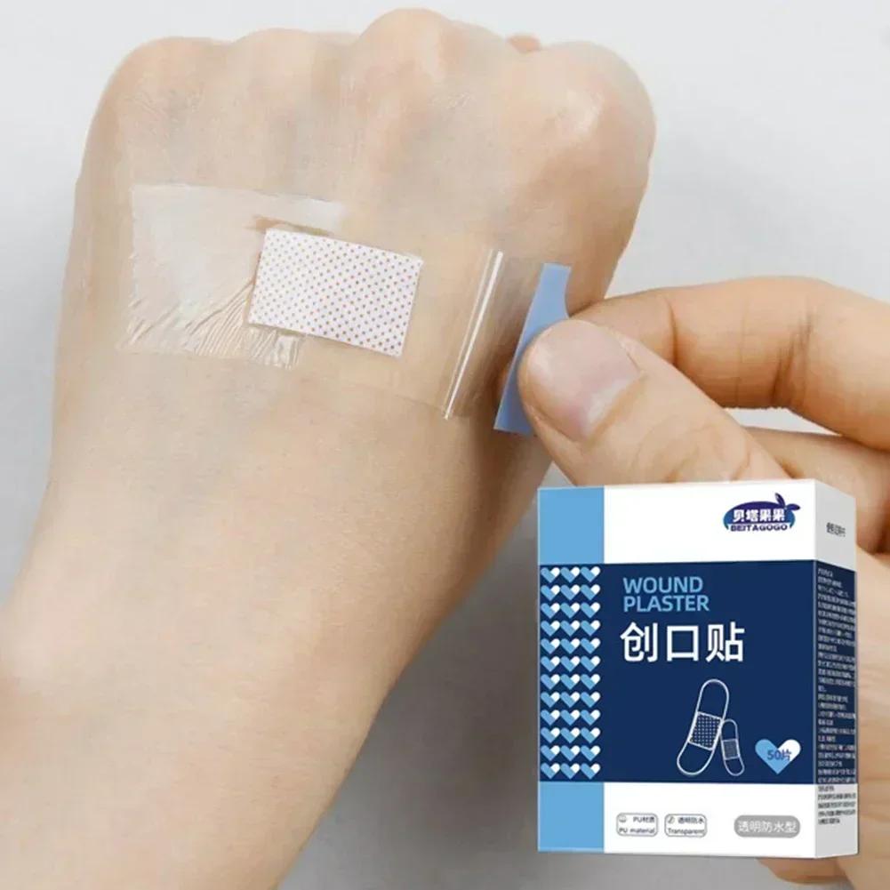120/50Pcs PU Transparent Waterproof Band Aid Adhesive Medical Plaster for Wound Sports Bathing