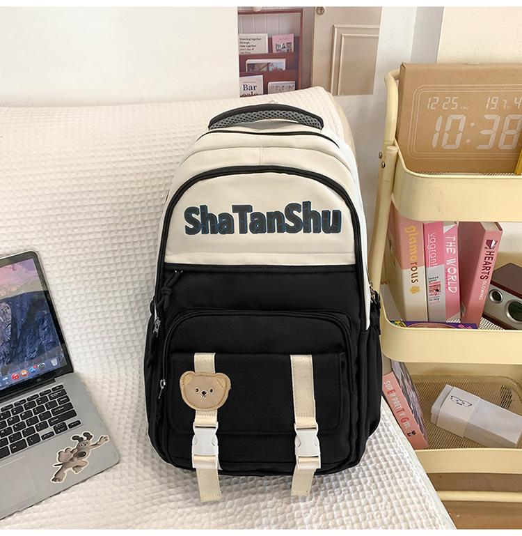 

Junior high school student schoolbag campus versatile large capacity backpack high value backpack fashion чорний