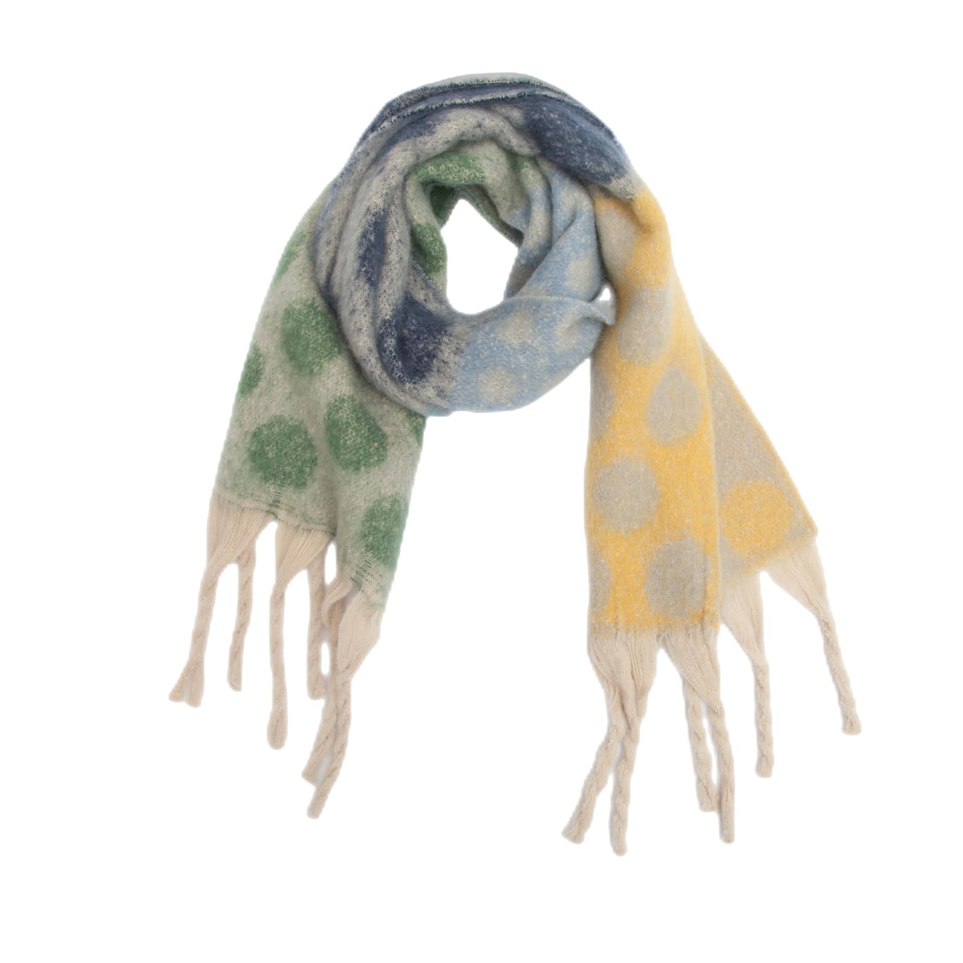 European American Winter Thick Tassel Jacquard Dot Scarf Shawl OneSize