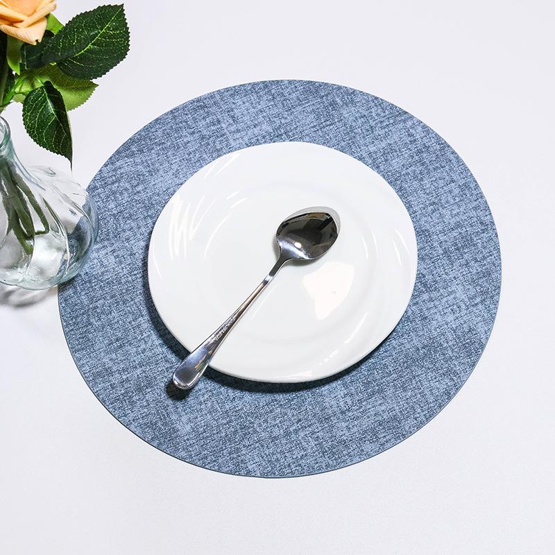 Round PU Leather Placemats Dual-Sided Non-Slip Heat-Resistant Table Mats Home Hotels Dining