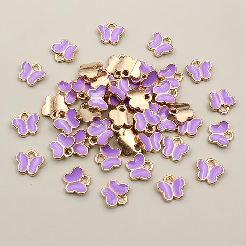 50Pcs 8x8.5mm Small Alloy Butterfly Charms Pendants Multi Colors For DIY Bracelet Necklaces Jewelry Making Accessories
