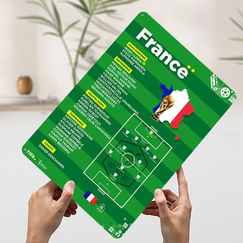 

France National Football Poster Customized Vintage Metal Signs Wall Art Retro Tin Plaque for Mancave Gamer Decoration Room Decor 7.9x11.8In(20x30cm)