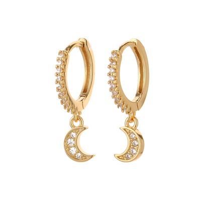 925 Sterling Silber Mond Cz Creolen für Frauen Trendy Fashion Party Gold Schmuck Geschenk