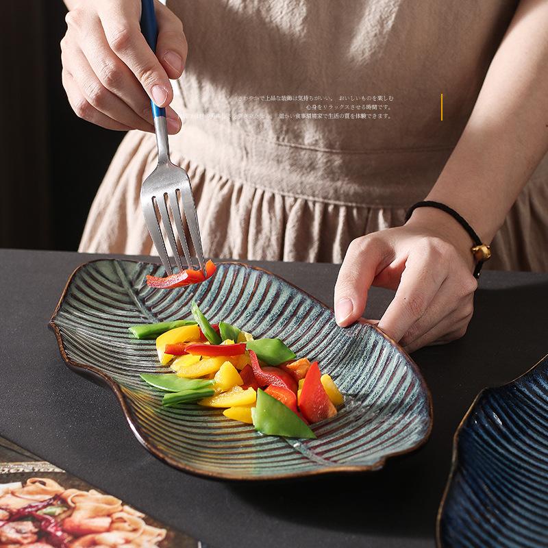 Creative Kiln Turned Commercial Large Chicken Steak Snack Plates Home Sushi Plates El Buffet Ceramic Home Fish Plates