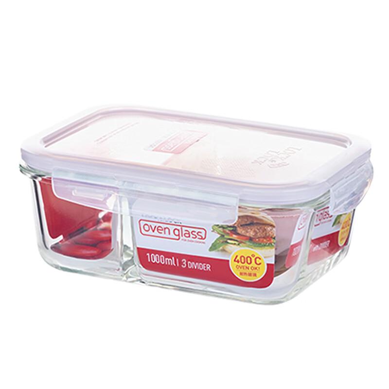 LocknLock Heat-Resistant Glass Divided Lunch Box