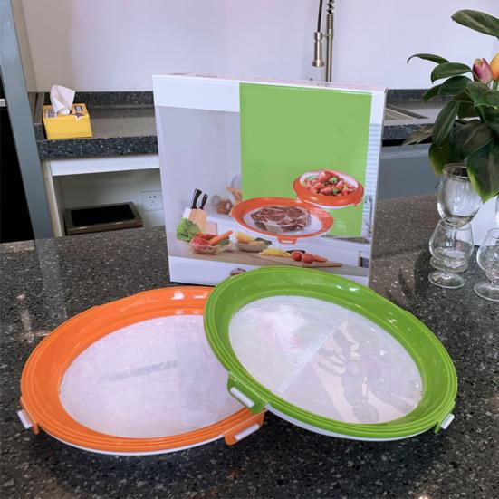 Matkonserveringsbrett Stabelbar Kjøleskapsoppbevaringsbeholder Gjenbrukbart Kjøkkenmatoppbevaringsbrett Vakuumforseglet Matbeholder