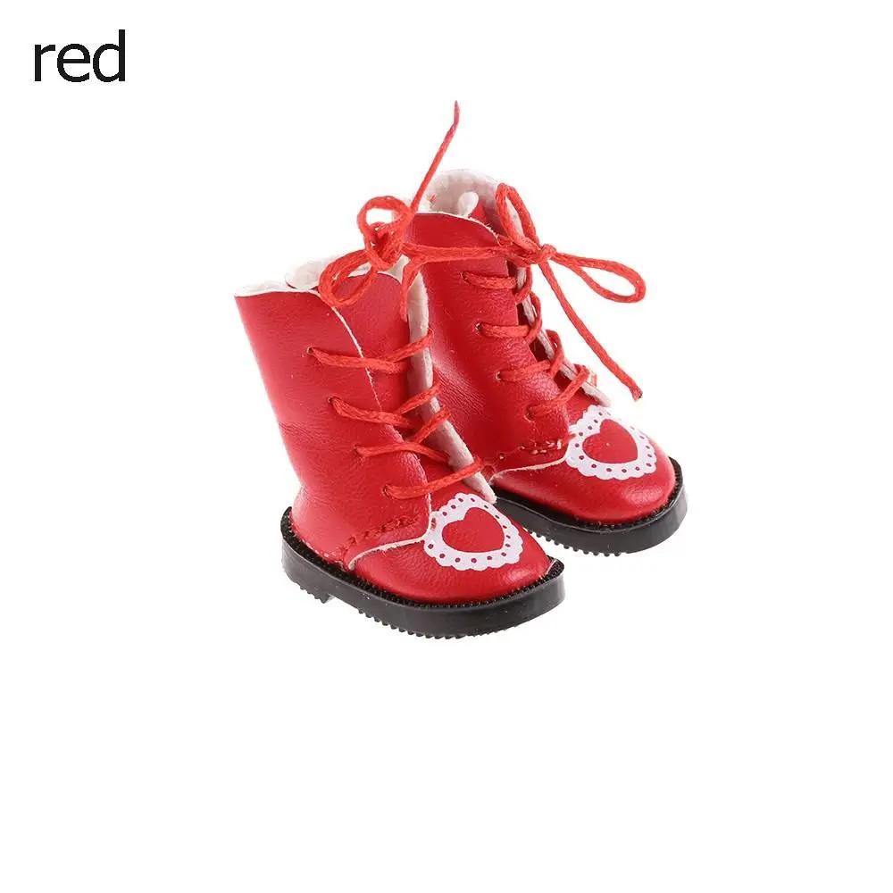 1Pair Mini Pu Leather Boots Heart Bandage Shoes For 1/6 Doll Toy Accessories Handmade Cute Doll Shoes Toys Birthday Gifts