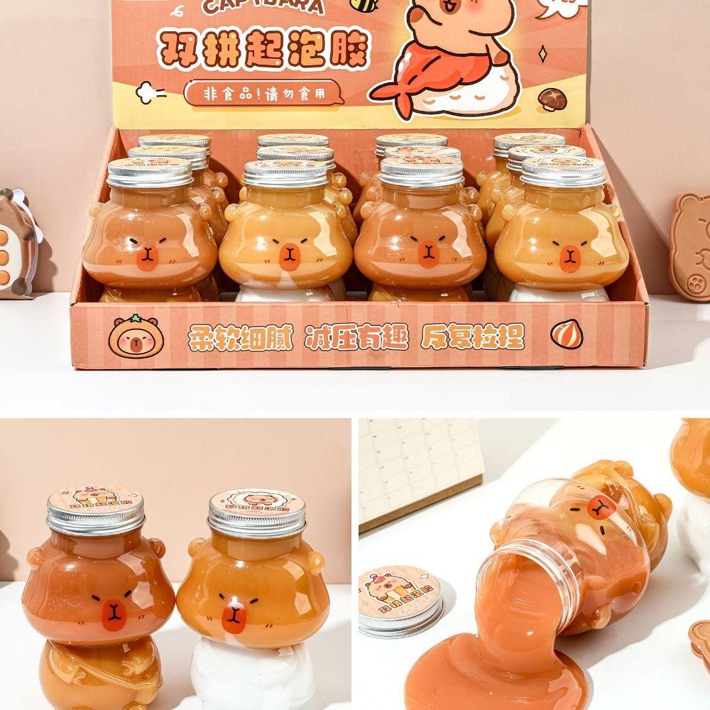 Resuable Capybara Slime Kit Cartoon Decompression Toy Portable DIY Crystal Mud  Party Favors