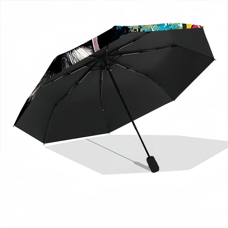 1pc Automatic Folding Umbrella with Colorful Cat Design, 8-Bone Iron Frame Outdoor Umbrella for Festivals, Travelers, Daily Use, and Gifts.K003