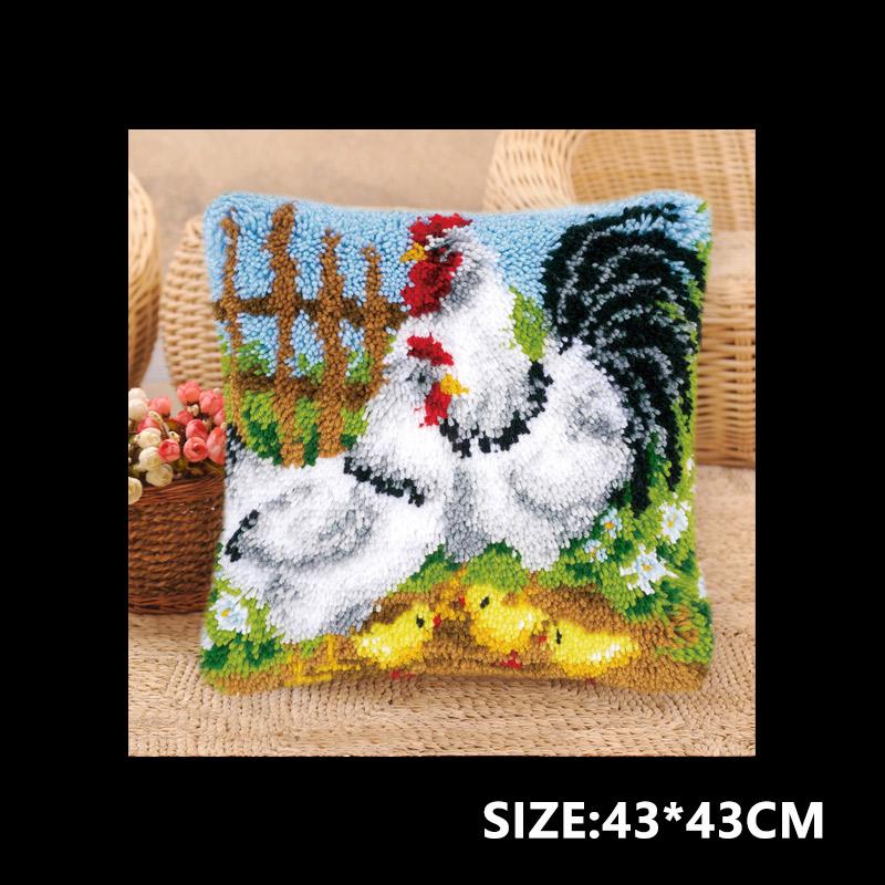 DIY Carpet Embroidery Latch Hook Kit Plant Series Segment Embroidery Pillow Flowers Grass Coarse Wool Cross Stitch 3D Latch Hook