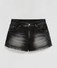 LMOOD WOMEN Raw Denim Shorts Washed Black