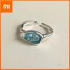 925 Sterling Silver Rings for Women Couple Minimalist Handmade BLue Stone Ring Fine CZ Jewelry Birthday Gift Prevent Allergy