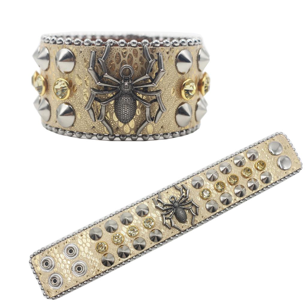 Amerikanisches Strassnietenarmband, Spinne Dekorativ Punk Gothic Personalisierter Schmuck