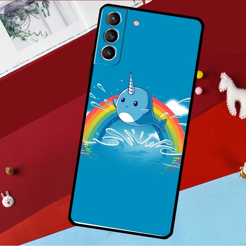 Cute Sea Narwhal Quotes Funda For Samsung Galaxy S26 Ultra S24 S22 S23 S25 Plus S20 S21 FE S9 S10 S25 FE Phone Case