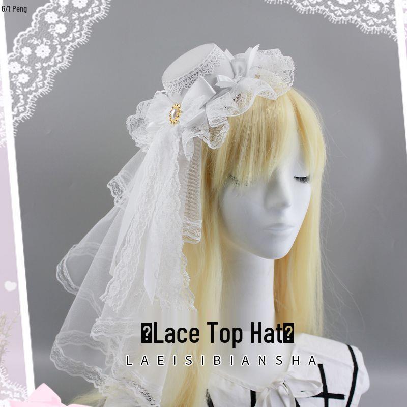 Lolita Bridal Veil with Gothic Headdress - Handmade Hair Accessories for Dark Lolita Girls