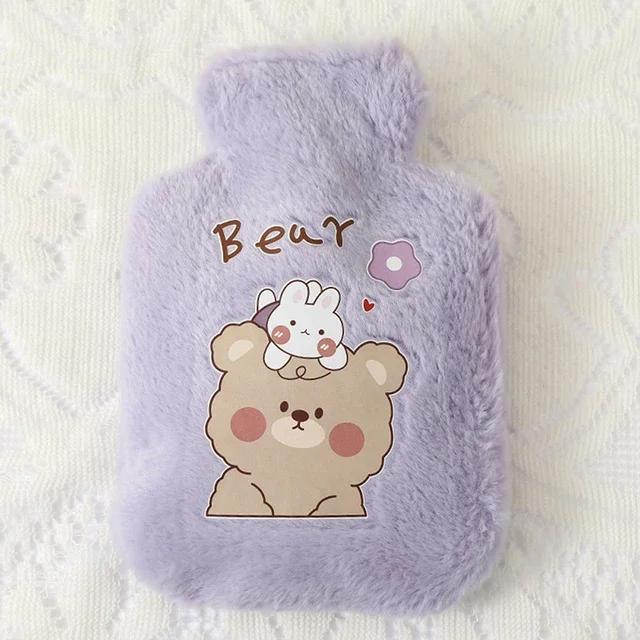 250ML Cute Hot Water Bottle Bag Girls Plush Shoulder Hand Warmer Heat Pack Cute Warm Water Bag Hand Warmer Hot Water Bottle Bag