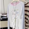 Raglan Sleeve Printed Round Neck Loose Long Sleeve Sun Protection Cover-up Youth Summer T-shirt