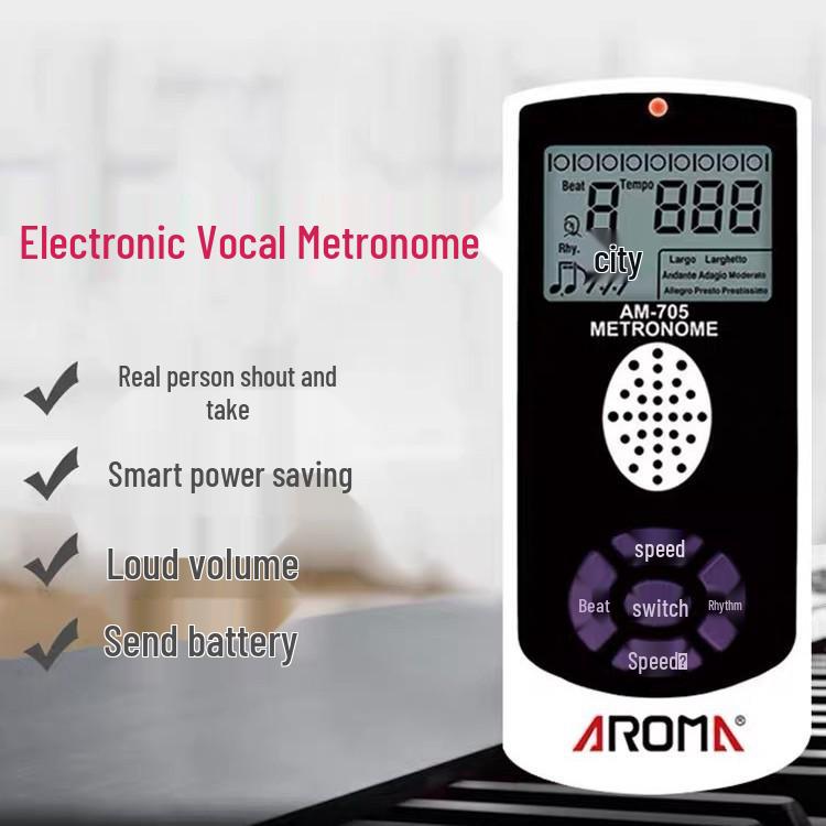 AROMA-705 Universal Rechargeable Metronome for Guitar, Piano, Stand, Drum Set, and Vocals