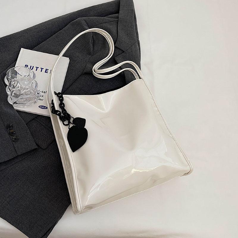 Red Patent Leather Large Capacity Tote Bag Classic Texture Shoulder Underarm Bag Lady Fall Winter New Fashion Commuter Pack