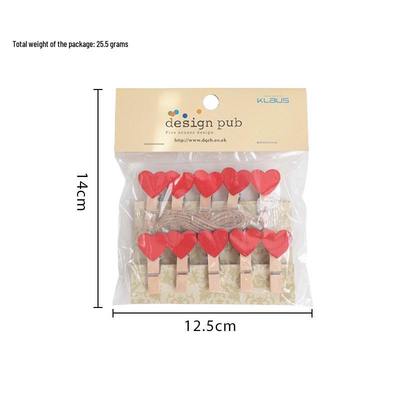 Colored Heart Wooden Clips for Festival Home Decoration and Photo Storage