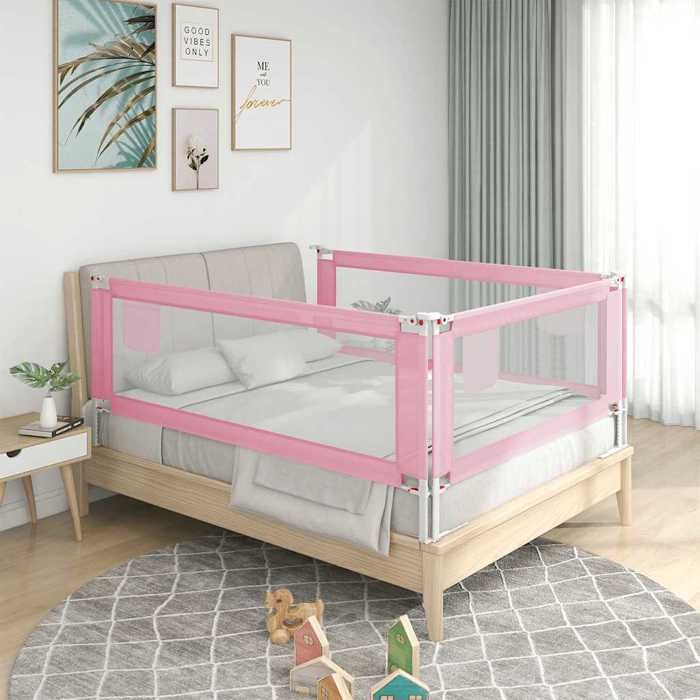 VidaXL Child Bed Safety Rail Protection for Baby Toddler Bed Bedroom Home Interior Pink 10205