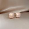 Gold-Plated, Square Pearl Stud Earrings - French Retro Style, Versatile, High-End Accessories for Women