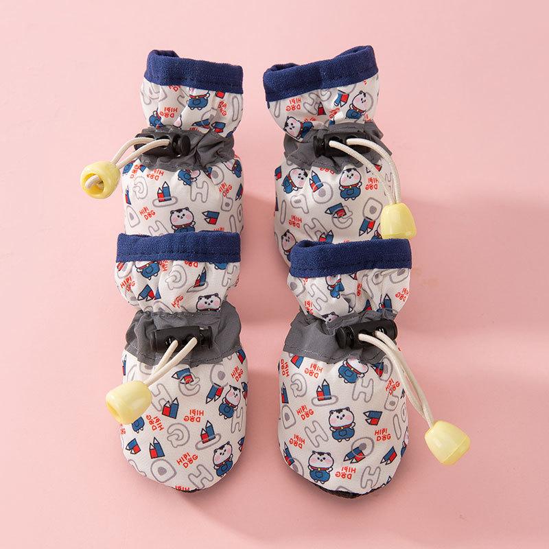 Pet Soft-soled Shoes Bear Full Print Puppy Dog Shoes Medium and Small Dog Teddy Dog Foot Cover Waterproof and Non-slip Pet Shoes