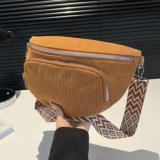 Cord Umhängetasche für Damen Crossbody Bauchtasche Lässige Hüfttasche mit verstellbarem Riemen für Reisen Laufen Ausflüge