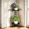 1pc Elegant Dual-Tier Metal Plant Stand - Lightweight, Durable, with Hanging Flower Pots for Indoor & Outdoor Gardens, Aquariums