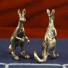 Brass Kangaroo Figurine, Desktop Decor Brass Animal Statue, Vintage Style Handcrafted Ornament, Tea Pet Gift for Office Home