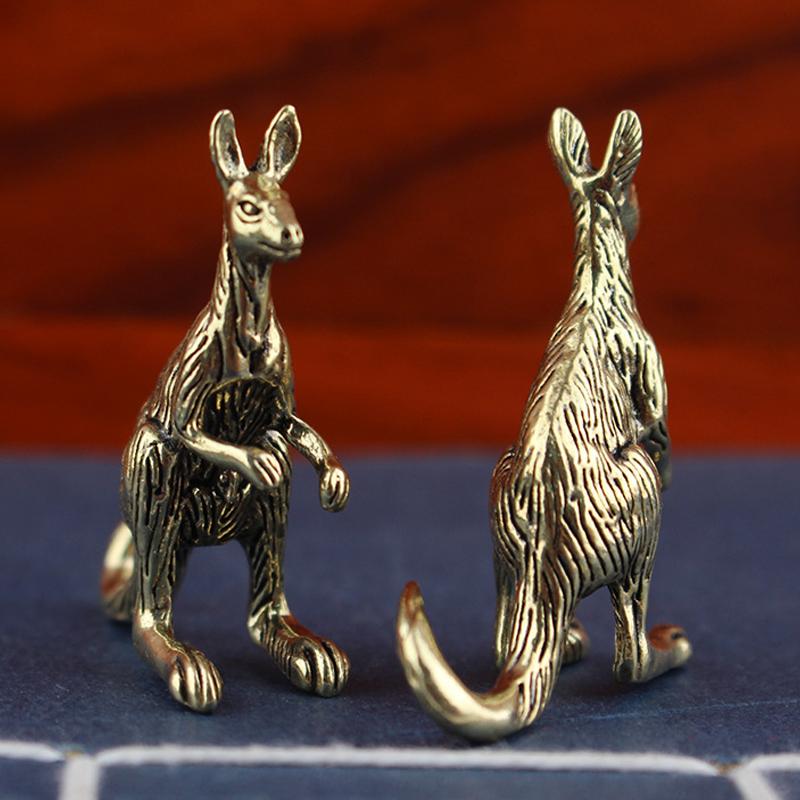 Brass Kangaroo Figurine, Desktop Decor Brass Animal Statue, Vintage Style Handcrafted Ornament, Tea Pet Gift for Office Home