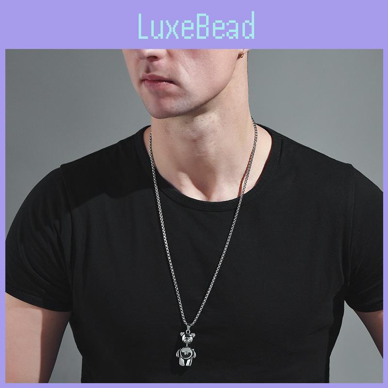 Trendy Vintage Teddy Bear Necklace In Durable Titanium Steel For Unisex Fashion Accessories