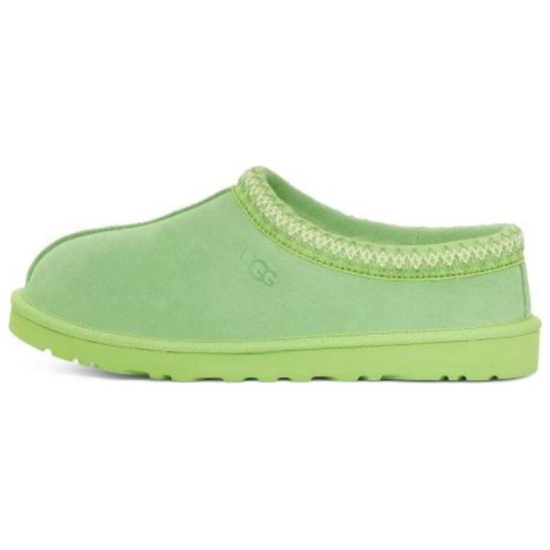 

UGG Tasman Двухслойные кожаные тапочки с круглым носком и плюшевой отделкой, модные хлопковые тапочки для мужчин, попугайно-зеленые 5950-PTGN 45
