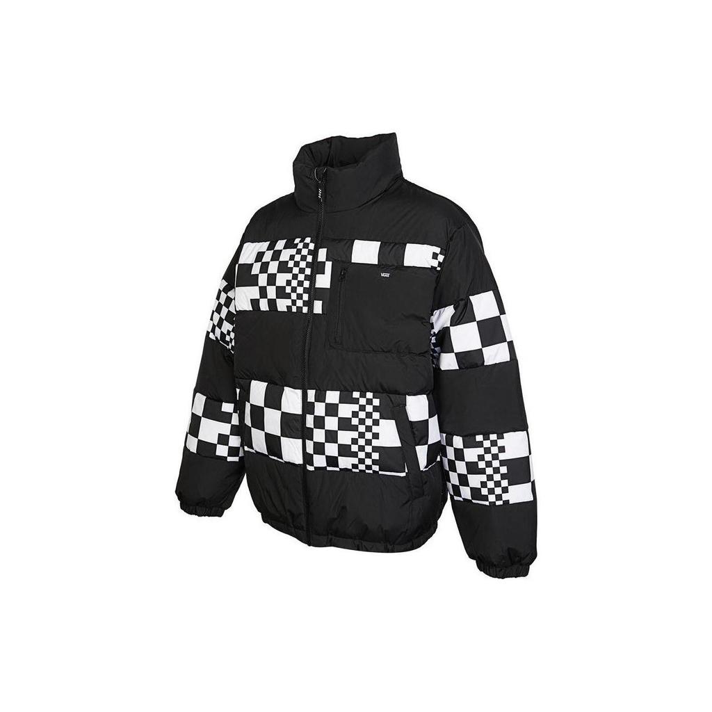 Vans Checkerboard Patchwork Stand Collar Long Sleeve Down Jacket Unisex Outerwear Black VN0A7YIVBLK
