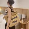 Bag Women'S Large Capacity Canvas Bag Beach Bag One Shoulder Portable Tote Bag Versatile Tassel Mommy Bag