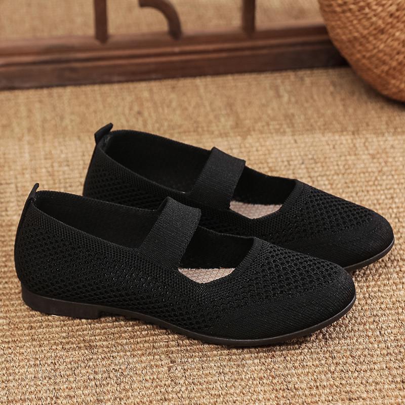 Cloth Shoes Women's Summer New Fly-woven Mesh Breathable Women's Shoes Soft-soled Medium Mother Shoes