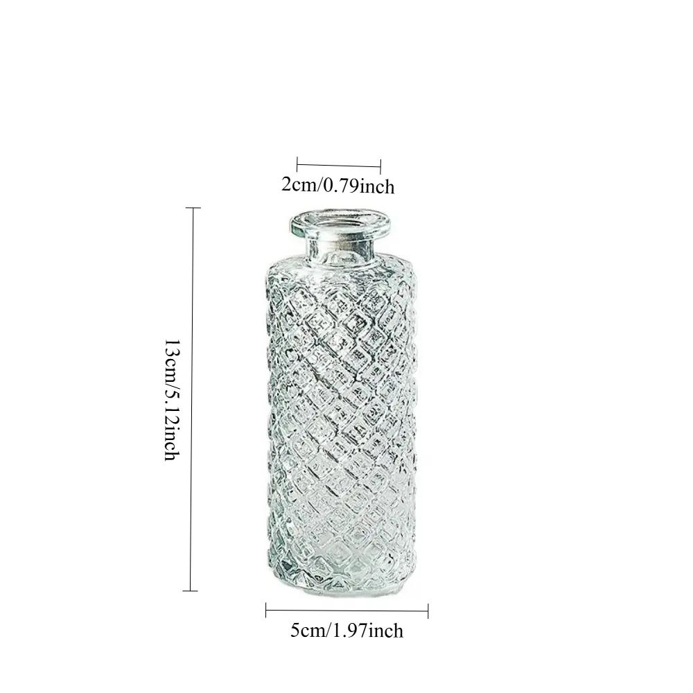 Simple Vintage Embossed Glass Vase Mini Small Flower Vase for Home Decor Table Centerpiece Wedding DIY Craft Gift Idea